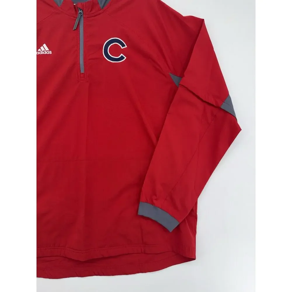 Chicago Cubs Adidas Jacket Men’s Large Red Windbreaker MLB Polyester Vented